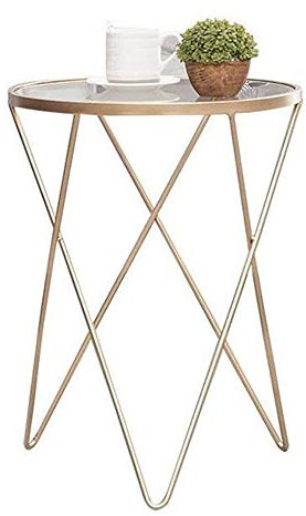 CAFIEDR Table Basse Table Basse en Fer forgé en Verre Nordique Table de canapé pour Salon et Salle à Manger - Or