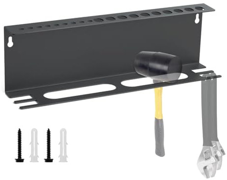 Hand Tool - 4in1 Pliers Rack Wall Mount, Metal Hammer Holder | Wall Mounted Workshop Hand Tool, Metal Hammer Pliers Screwdriver Storage Rack For Workshop Wrench(16.89x3.54x5.28 Inches)(black)