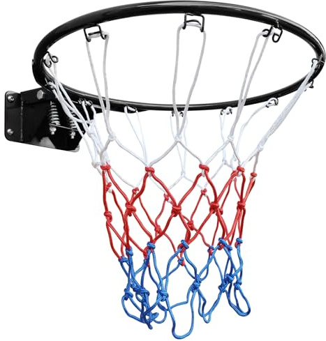45cm Basketballkorb-Ring Stabil mit Doppelter Feder und Netz für Boden- und Wandmontage, Stahl-Basketballkorb für den Innen- und Außenbereich