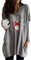 OMZIN Womens Crewneck Patchwork Sweatshirt Plaid Gedruckt Lose Weiche Langarm Pullover Weihnachten Sweatshirt Shirts Grau M