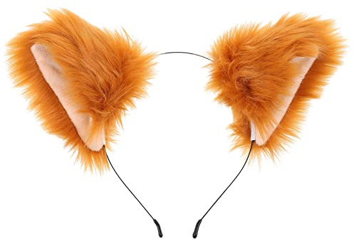Fuchsohren Haarreifen Orange aus Plüsch für Cosplay