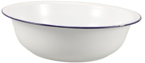 Beaupretty Bassine De Trempage Vintage Pour Bassin De Lavage Pour Bain De Pieds (bord Bleu Fin Blanc - 30 Cm)