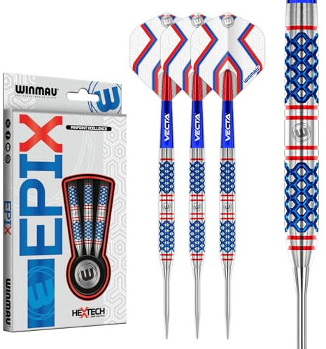 WINMAU Darts Epix 22g 90% Professionelles Wolfram Dartpfeile-Set mit Stahlspitze mit Dart Flüge und Dartschäfte