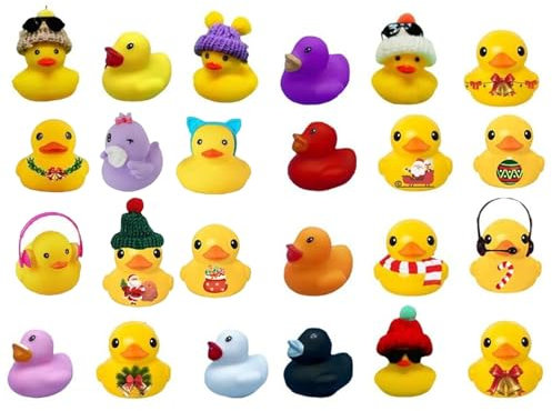 Gummiente Adventskalender 24 Upgrade Große Ente Niedliche Dusche aus Gummi, Countdown Adventskalender Ornamente, Weihnachtsüberraschungsbox MUNSKT