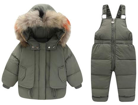 AEGJEGVD Combinaison de Ski/Neige Manteau et Salopettes Pantalons Epaisse Imperméable Coup Vent pour Enfant Fille Garçon Vêtements de Ski Tenue de Ski Imperméable à la Neige Softshell D’Extérieur