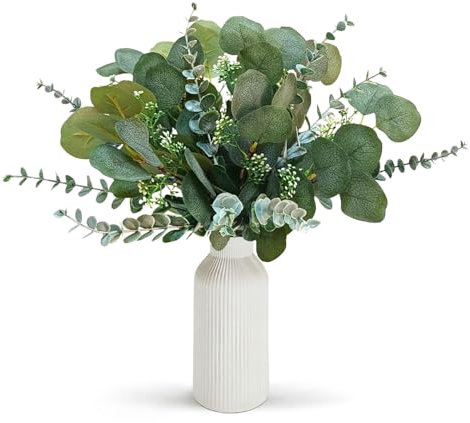 Eucalyptus Stems in Vase, Eucalyptus Leaves, for Table Centerpiece Office Home Decor Shelf Desk Bathroom Farmhouse Room Kitchen