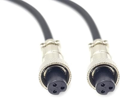 GX12 3-Pin Cable Double Female Head Aviation Cord Set, GX12 3 Pin Panel Mount Circular Metal Aviation Connector Cable Female to Female Adapter Cable (1 Metre/3.28 ft)