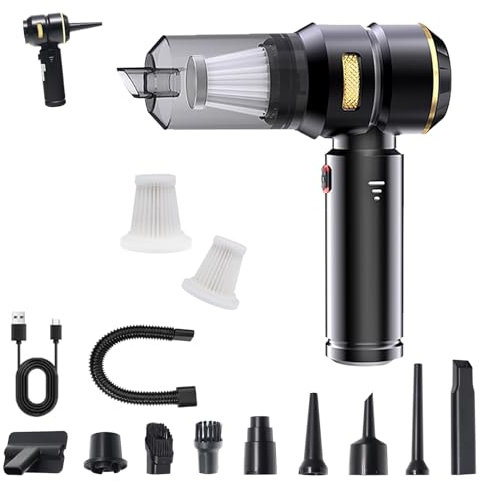 Ousmile Aspirador de Mano, 4 en 1 Aspiradora Sin Cable de 18000Pa Potente, 3 Velocidades Mini Aspiradora para Coche con Filtro HEPA Lavable, Aspirador Coche y Hogar para Mascotas, Casa, Cocina