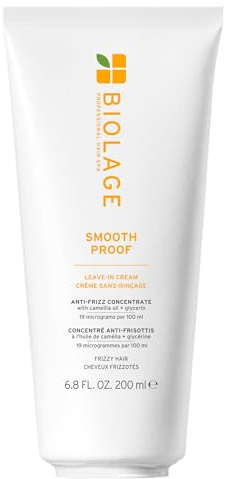 Biolage Smooth Proof Leave-In Cream - Frizz Control & Manageability, Anti-Frizz Leave-In, Infused with micro-dosed with Camellia Oil & Glycerin, Vegan & Paraben-Free, 6.8 Fl Oz