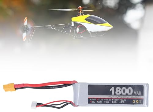 Lipo Batteriepack 11.1V 3s 1800mah 25c wiederaufladbarer Lipo -Batterie Flugzeug Quadcopter Helicopter FPV Rennsport Hobby für RC -Autoflugzeug Flugzeug Helicopter XT60 ﻿ (XT60)