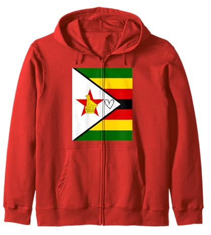 Zimbabwe Flag Zimbabwean Heart Proud Heritage National Day Zip Hoodie
