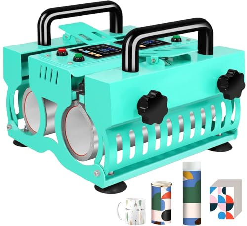 Mug Heat Press Machine, Dual Position Tumbler Heat Press Machine for 11-30oz Mug Press, Sublimation Printing for DIY Latte Mugs, Durham Mugs, Money Boxes, Beer Steins, Cups Hot Transfer Printing blue