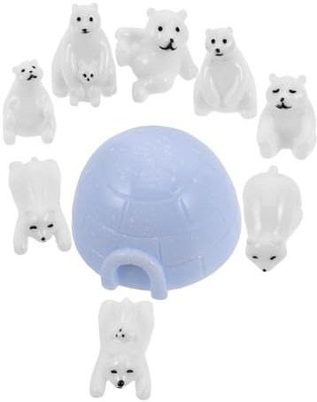CHICAMPERA 9stücke Teiliges Miniatur Bären-Set Aus Harz Realistische Wintertiere Für Mikrolandschaften Dekoration Für Garten Und Zuhause Inklusive Iglo-Figur Ergänzung Für Ihre Sammlung