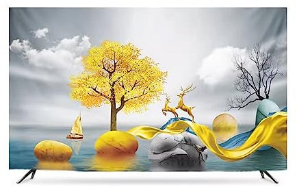 Indoor TV Cover Dust Proof Suitable For Desktop Wall-mounted Tvs 32-85 Inches Smooth Fabric TV Dust Cover Bedroom Living Room Decoration(Size:32IN,Color:C)