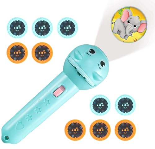 Amesor Toddler Projector - 80 Patterns Projector Slide Disc Toy - Cartoon Interactive Projection Torch with 10 Discs Portable for Educational Game Boy Girl Storytelling Bedtime