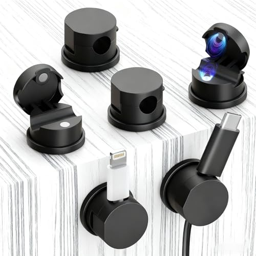 6 Pack Cord Organizer Holder,Magnetic Desk Cable Management,Strong Adhesive Cable Clips,Wire Clips for Cables,Wire Tidy for Nightstand, Car, Wall, Office, Kitchen