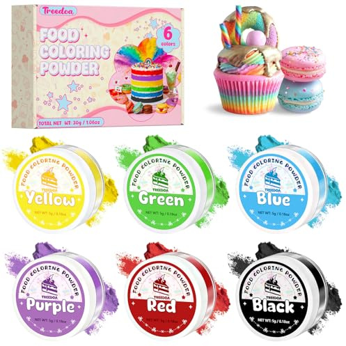Colorante Alimentario en Polvo 6 Colores x 5g | Colorante Alimentario Repostería, Colorante Comestible de Alta Concentración para Glaseado, Tartas, Huevos de Pascua