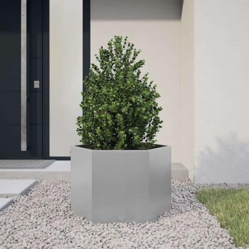 Hoopleep Pflanzkübel Sechseckig 69x60x45 cm, Verzinkter Stahl, Erhöhtes Gartenbeet für Outdoor Pflanzen, Gemüse, Blumen, Langlebiges Metall für Garten & Terrasse