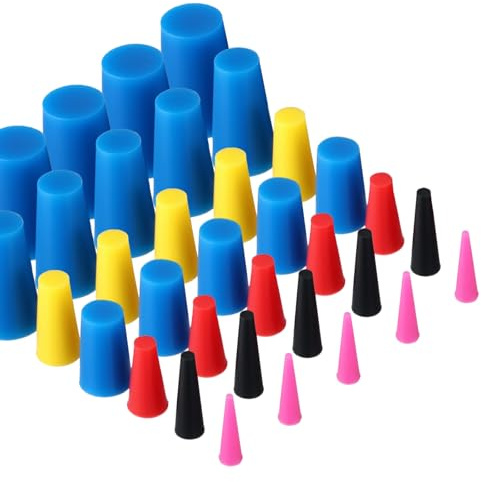 100 Stück Gummistopfen Konisch Vollgummi Stopfen Silikon Gummi Sortiment Set Farbe Silikonstopfen Kegellochstopfen zum Abkleben von Löchern Während