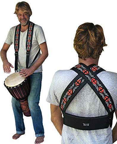 Djembegurt Pro-Afrika Tragegurt Rucksack Metallkarabiner zum Einhängen Djembé Zubehör Spielen im Stehen