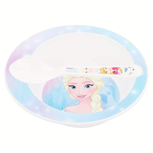 Frozen Set cuenco y cuchara micro para bebe (Stor 30078), color negro, Mediano