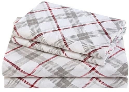 Comfort Spaces Bettlaken mit Kissenbezügen Full Plaid Red/Grey