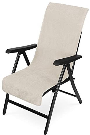 JEMIDI Frottee Schonbezug Gartenstuhl - 100% Baumwolle Überzug - Sonnenliege Handtuch -Auflagenbezug Frotteebezug mit Kapuzenüberschlag waschmaschinenfest