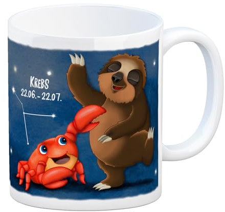 trendaffe Kaffeebecher mit Faultier Sternzeichen Krebs Motiv