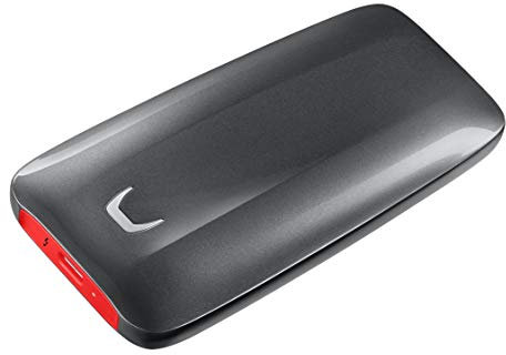 SAMSUNG X5 Portable SSD - 2TB - Thunderbolt 3 External SSD (MU-PB2T0B/AM) Gray/Red
