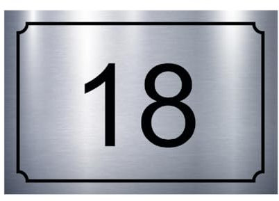 Hausnummernschild - Nummernschild aus PVC - Gravierte, personalisierbare Tafel 15 x 10 cm (Alu-Grau glänzend)
