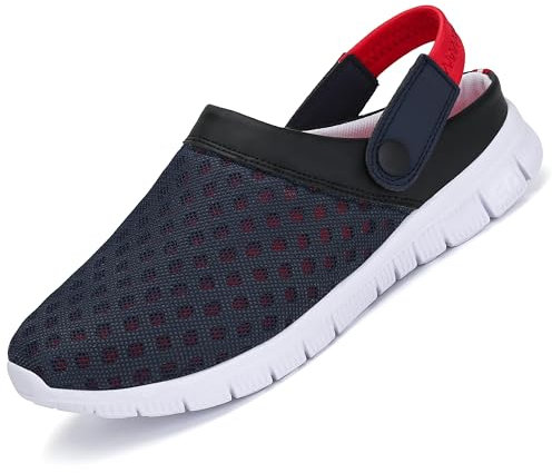 SAGUARO Gartenschuhe Slip On Outdoor Hausschuhe Leichtgewicht Mesh Sommersandalen Freizeitschuhe, 41 EU, Rot