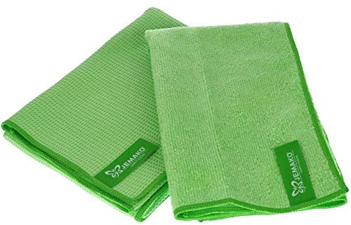 JEMAKO 2er Set GRÜN - Trockentuch 45 x 60 cm - Profituch 40 x 45 cm - Nass- & Trocken-Set inkl. Sinland feinmaschiges Wäschenetz