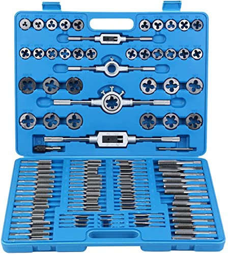 JUEGO DE MACHOS Y TERRAJAS METRICOS 110 PIEZAS DE M2 A M18 PROFESIONAL CON ESTUCHE DE METAL
