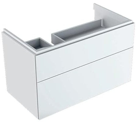 Geberit Xeno 2 Waschtischunterschrank mit Siphonausschnitt Links, 880x530x462mm, 2 Schubladen, 500.515.01.1, Farbe: weiß/lackiert hochglänzend