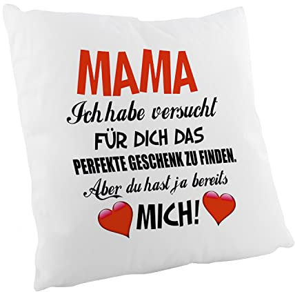 Crealuxe Zierkissen Bedruckt 'Mama - ich Habe versucht für Dich...', bedrucktes Kissen, Sofakissen, Baumwollkissen