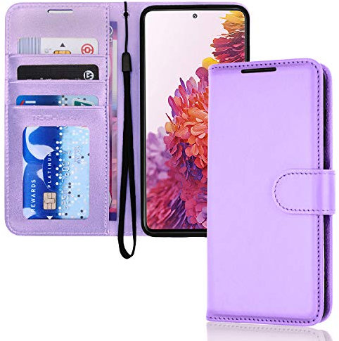 TECHGEAR Custodia in Pelle Galaxy S20 Fe, Cover Libro Protettiva con Slot per Schede, Supporto e Cinturino da Polso - Pelle Sintetica per Samsung Galaxy S20 Fe Cover Portafoglio (Lavandula)
