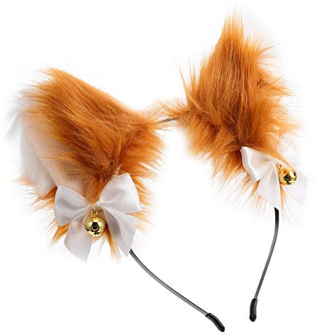 Lurrose Katzenohren Haarreif Fuchs Ohren Stirnband mit Tier Kunstpelz Stirnband Haarreifen Plüsch Tier Cosplay Haarband für Kinder Erwachsene Cat Ears