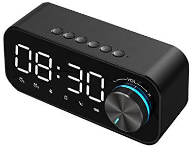 LED Wecker Digital Alarm Clock Funk-Wecker Digitaler Wecker mit Bluetooth und LCD Display,Tischuhr Reisewecker mit Bluetooth Lautsprecher,Radiowecker USB Digitaler Wecker mit Lautsprecher (Schwarz)