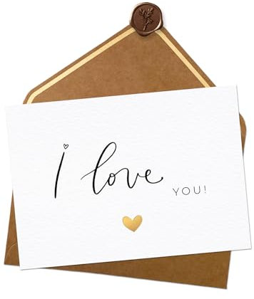JoliCoon I love you Karte - Karte Liebe - A6 mit Naturkuvert und Wachssiegel