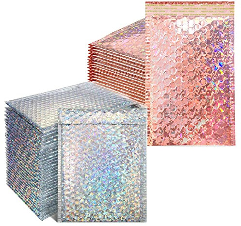 Blase Mailer,RoadLoo 40 Stücke Polsterumschläge Selbst Versiegelte Gepolsterte Kissen Umschläge Blasen Gefütterte Wasserdichte Versandtaschen Mailer Taschen für Postversand Versand und Verpackung