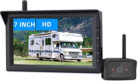 AUTO-VOX W10 Wireless Reversing Camera for Vans Strong Signal, Infrared Night Vison, Clear&Stable Image, 7 Monitor Waterproof Rear View Camera for Truck Trailer Motorhome Campervan Caravan