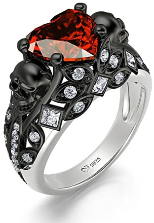 Jeulia 2.55 ct Herzschliff Diamant-Schädel-Ringe für Frauen Maßgeschneiderte Braut Sterlingsilber Hochzeits Verlobungsringe für Sie mit Geschenkbox