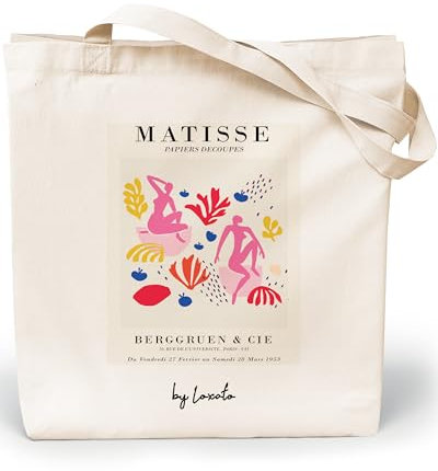 Loxato Stoffbeutel Bedruckt - Stofftasche - Baumwolltasche Bedruckt 100% B35 x H42 x T8 cm - Tragetasche Canvas-Stoff 220 g/m2 - Jutebeutel - Einkaufstasche Lange Henkel 70cm - Einkaufsbeutel
