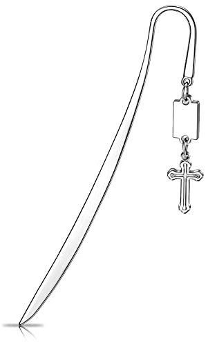 Nezyo Katholisches Kreuz Lesezeichen Erstkommunion Geschenk Christliches Metall Lesezeichen mit Retro Kreuz Anhänger Legierung Kreuz Buchzeichen für Bibel Taufe Konfirmation Party Buch, Silber