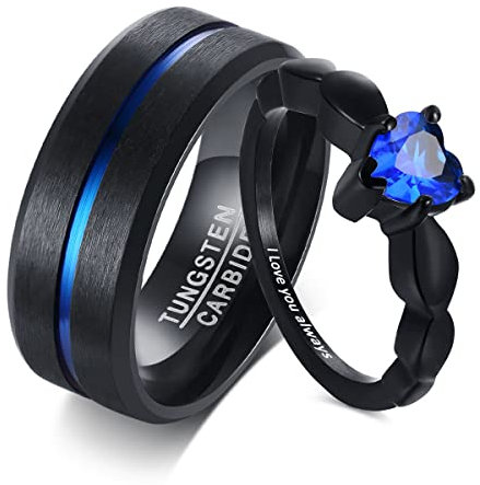 VNOX Individuelles Paar-Ring-Set für Sie und Ihn, personalisierbar, passende Versprechens-Ring-Sets, kostenlose Gravur, Edelstahl, Verlobungsringe, Jahrestag, Hochzeit, Valentinstag, Geschenk für