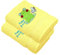 Lashuma Kinderhandtuchset in Gelb 50x90cm, 2X Bestickte Kinder Badehandtücher, Design: Frosch Babybadetuch