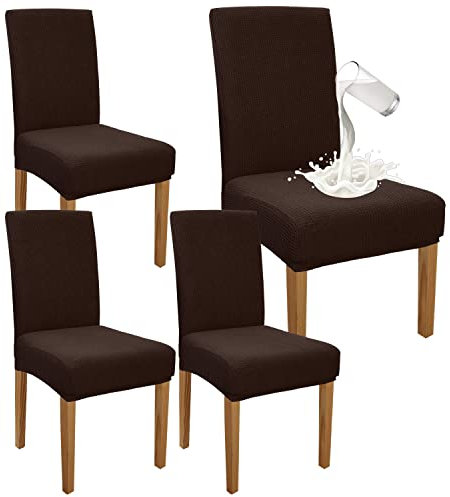Granbest Premium Wasserdicht Esszimmer Stuhl Abdeckungen Satz Von 4, Stretch Hohen Zurück Stuhlhussen Slipcover Für Esszimmer, Abnehmbaren Stuhl Schutz Für Bankett, Küche, Party (4er Set, Schokolade)