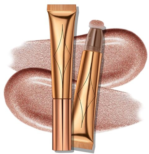 Ofanyia Highlighter Beauty Wand, Liquid Face Highlighter Stick with Cushion Applicator, Cruelty-free Silky Smooth Blendable Highlighter Beauty Wand for Face Cheekbone Glow (06# Highlighter)