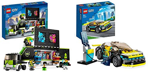 LEGO 60388 Gaming Turnier Truck, LKW-Spielzeug mit Minifiguren & 60383 City Elektro-Sportwagen Set, Rennwagen mit Minifigur, Spielzeugauto für Jungen und Mädchen ab 5 Jahren, Geschenk zum Geburtstag