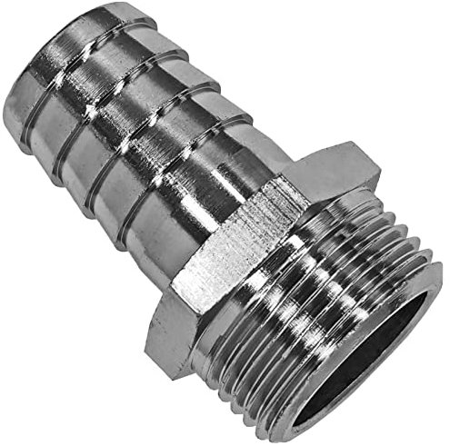 Chrom Fitting aus Messing | Schlauchtülle mit AG | Außengewinde 1/2 Zoll x Tülle Außen Ø 16mm